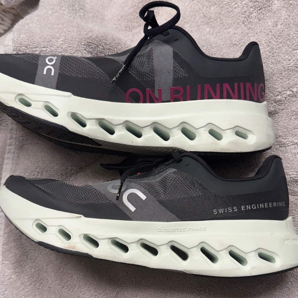 On Running Black and White Athletic Shoes